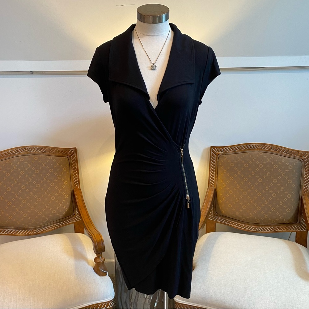 Vintage Cache Elegant Women's Black Bodycon Mini Dress, Size M, Homecoming